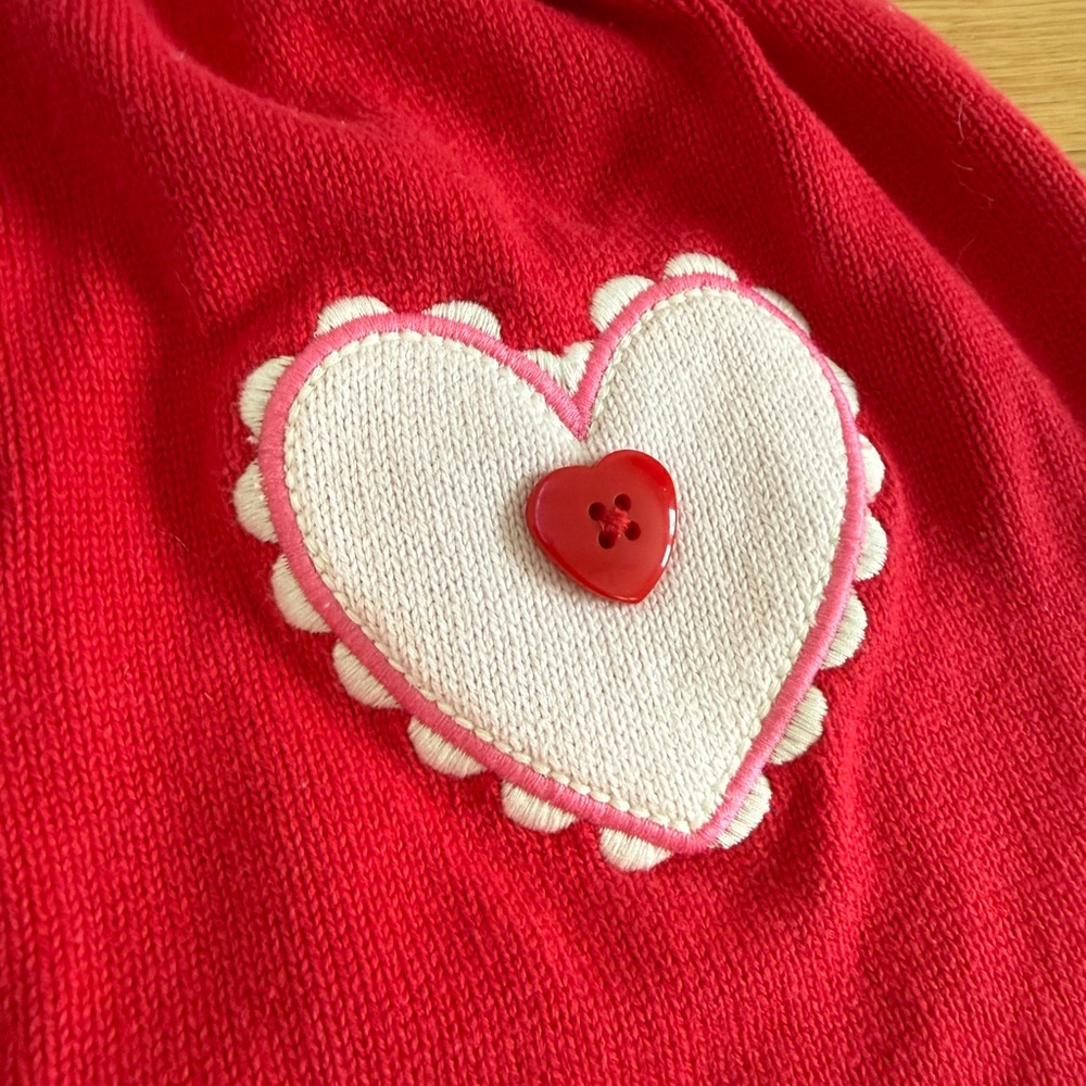 Gymboree valentine scalloped collar Red and Pink Heart sweater Dress - Picture 4 of 6